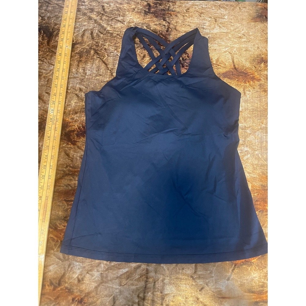 Liakada Dance Wear Womens XL Black Strappy Criss Cross Back Tank Top Bra